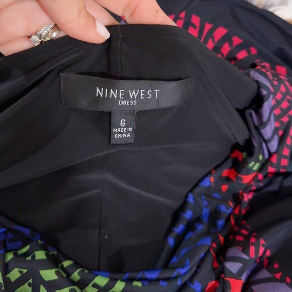 Nine West Women's Multicolor Cold Shoulder Stretch Cowl Neck Casual Dress Size 6 - Picture 5 of 5